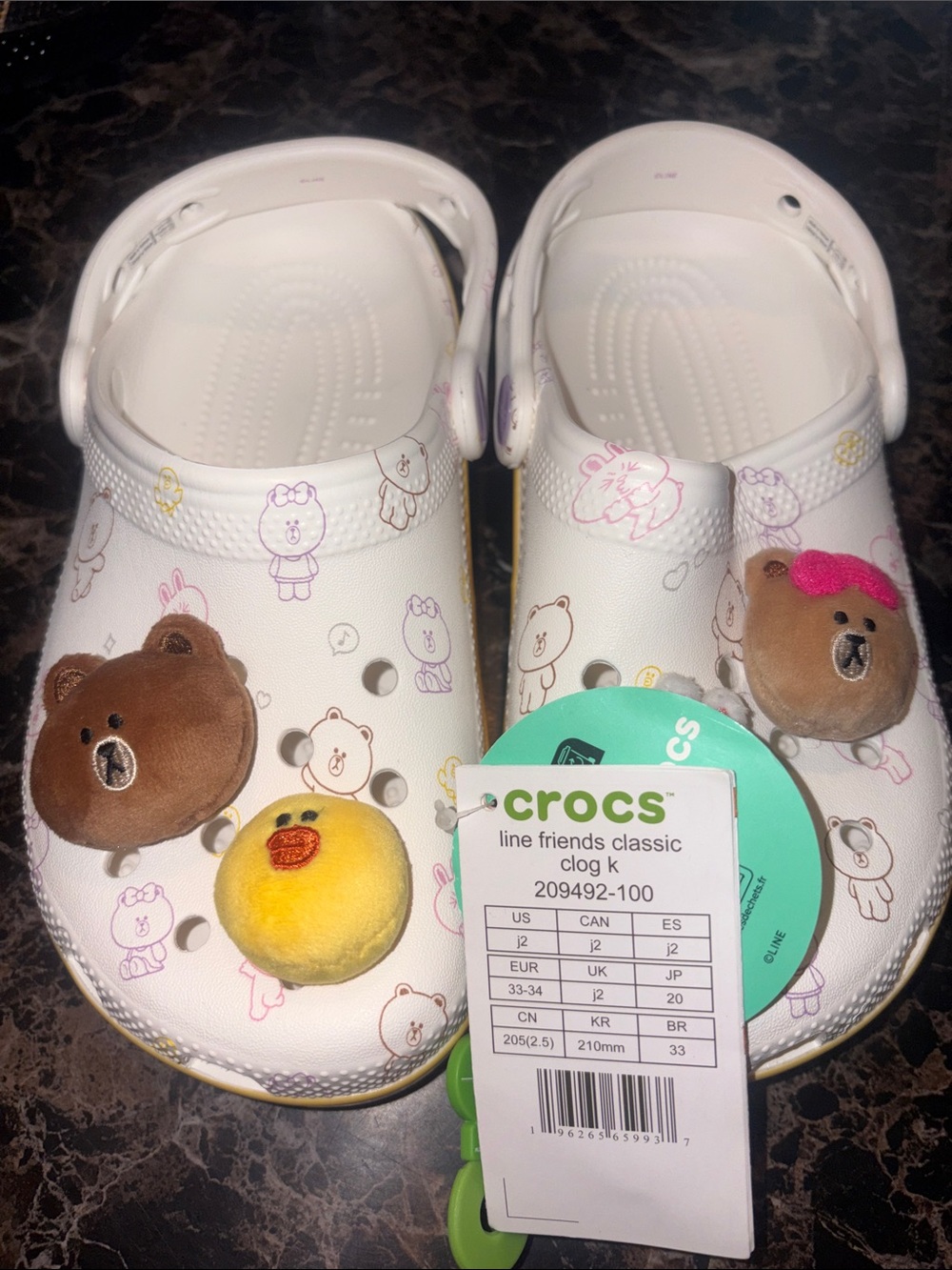 CROCS Kids' Line Friends Classic Clog in White with Character Charms